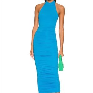 Superdown. Mallory High Neck Dress in Blue.